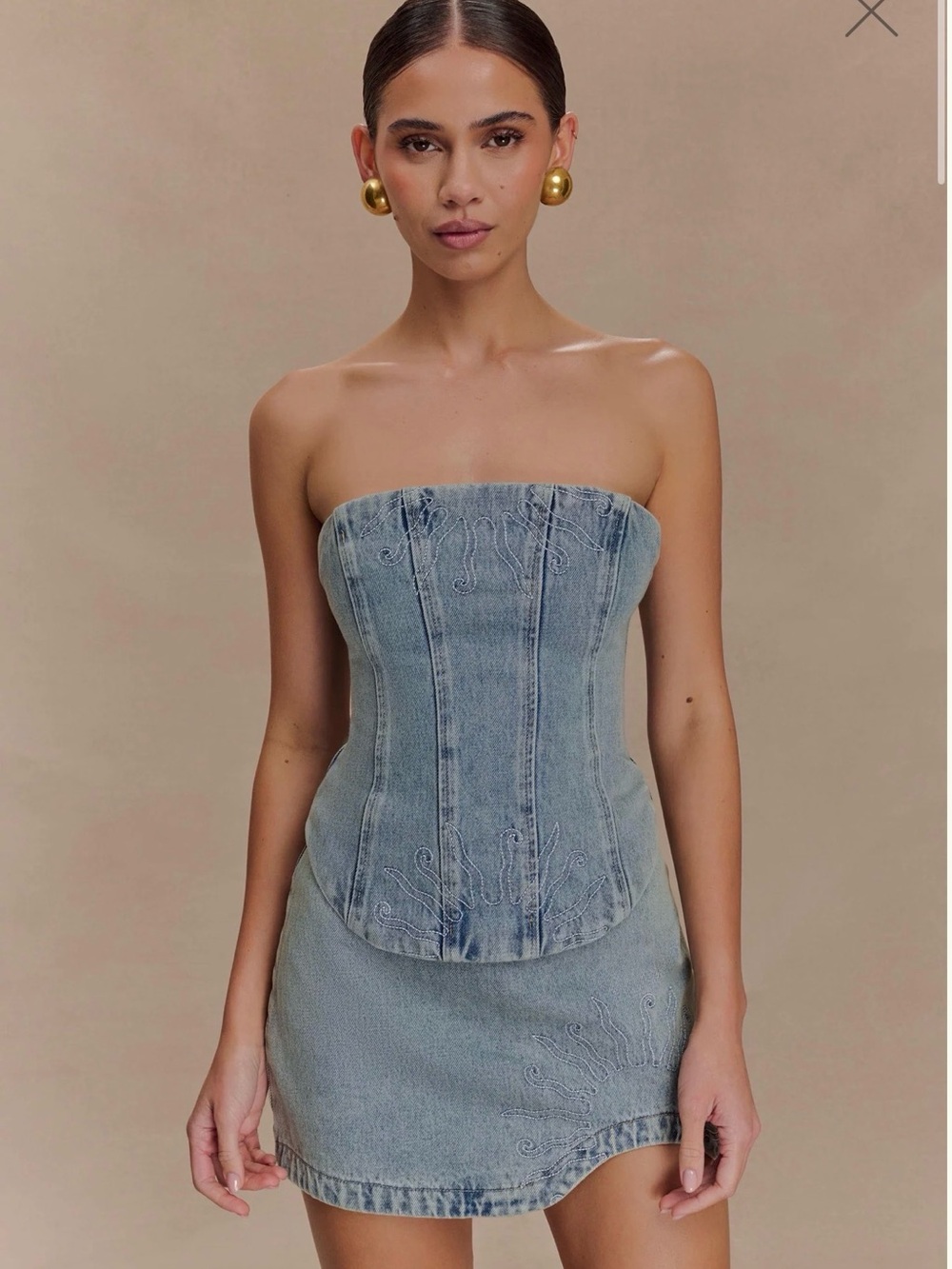 Meshki Light Blue Denim Corset Top